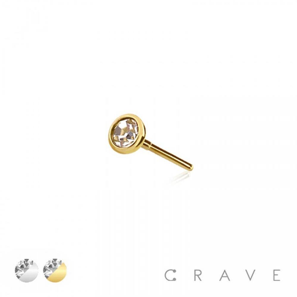 CZ Threadless Push-In Labret Gold